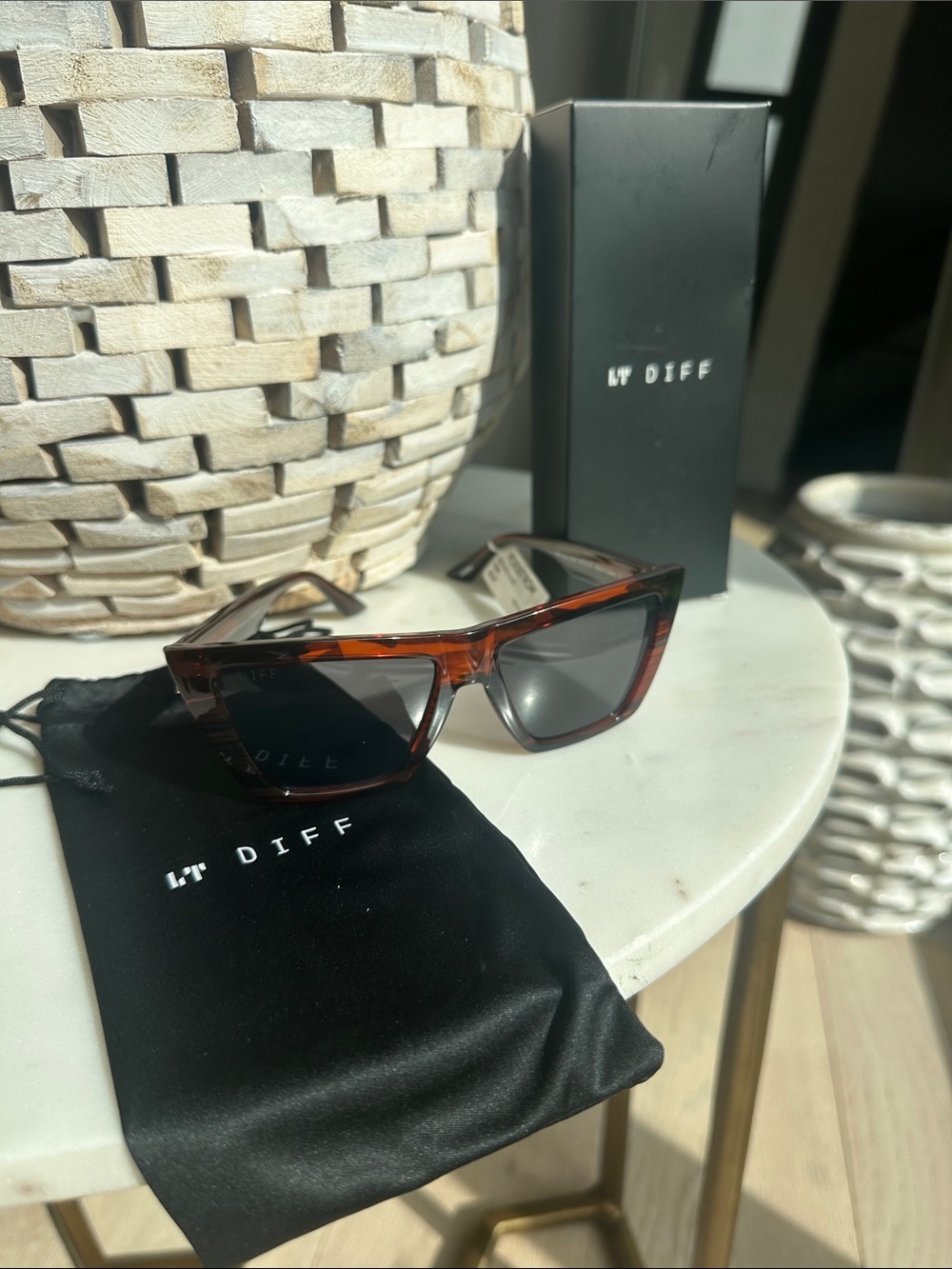 Diff Eyewear Tortoise Frame Sunglasses with Dark Gray Lenses